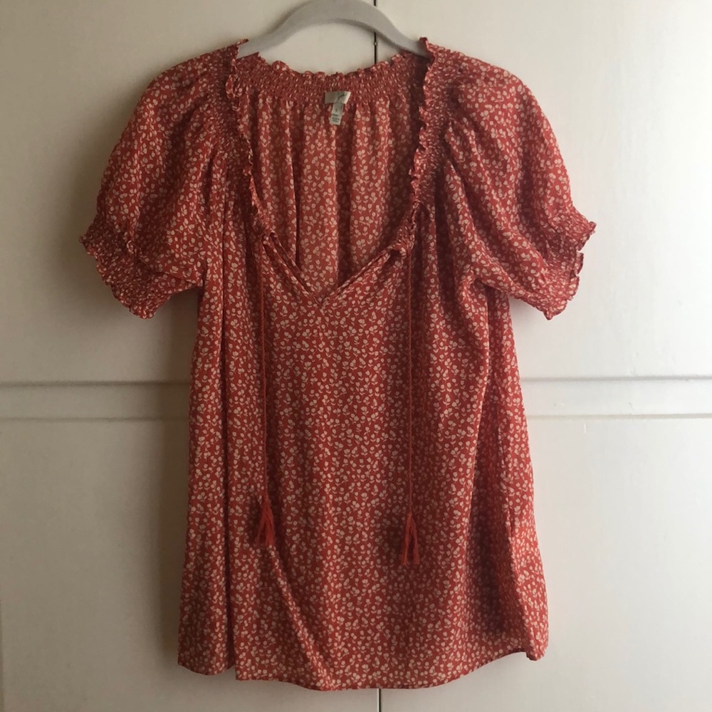 Joie Small 100% Silk Peasant Floral print Blouse